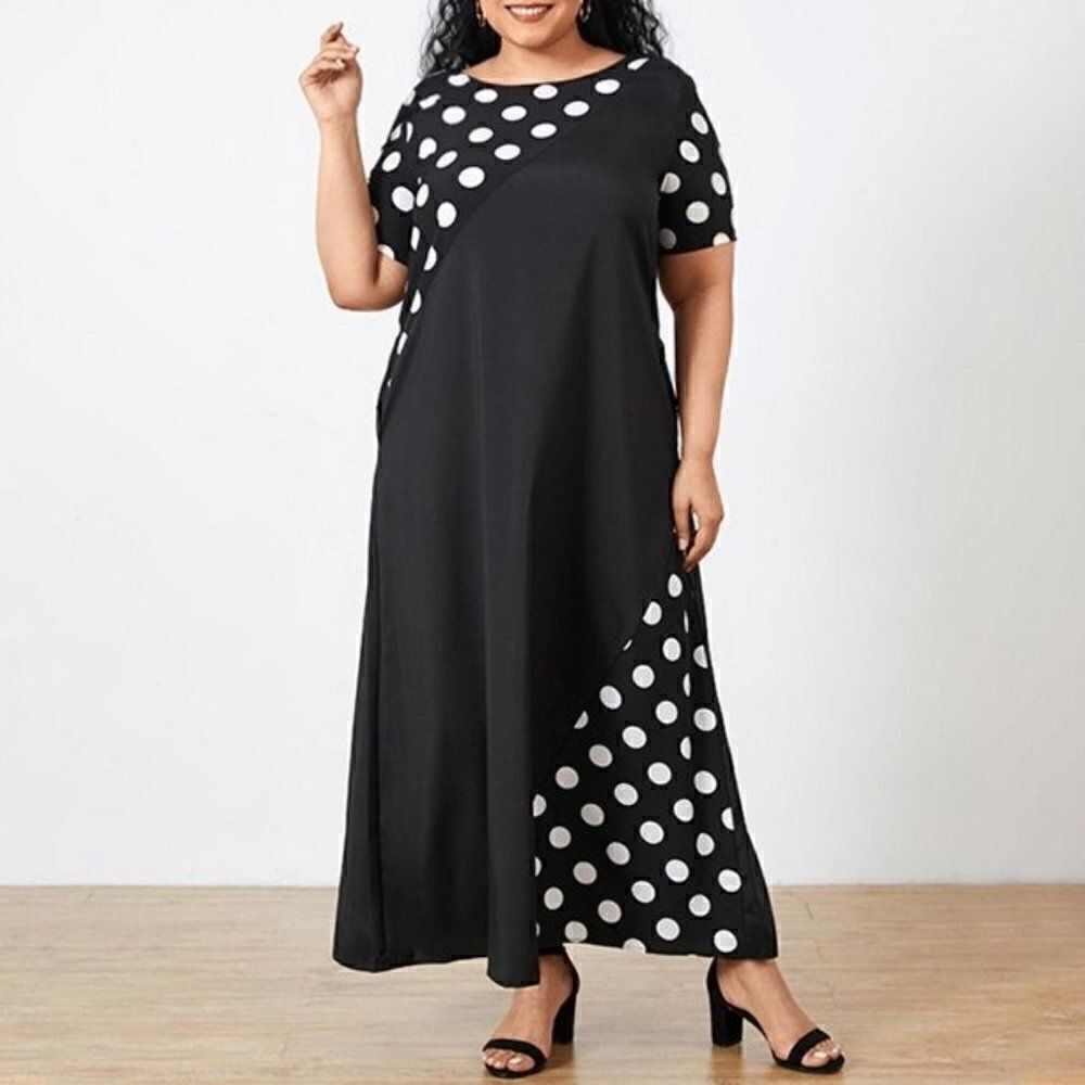 NWT Celmia Collection Polka Dot Maxi Dress Size 2XL